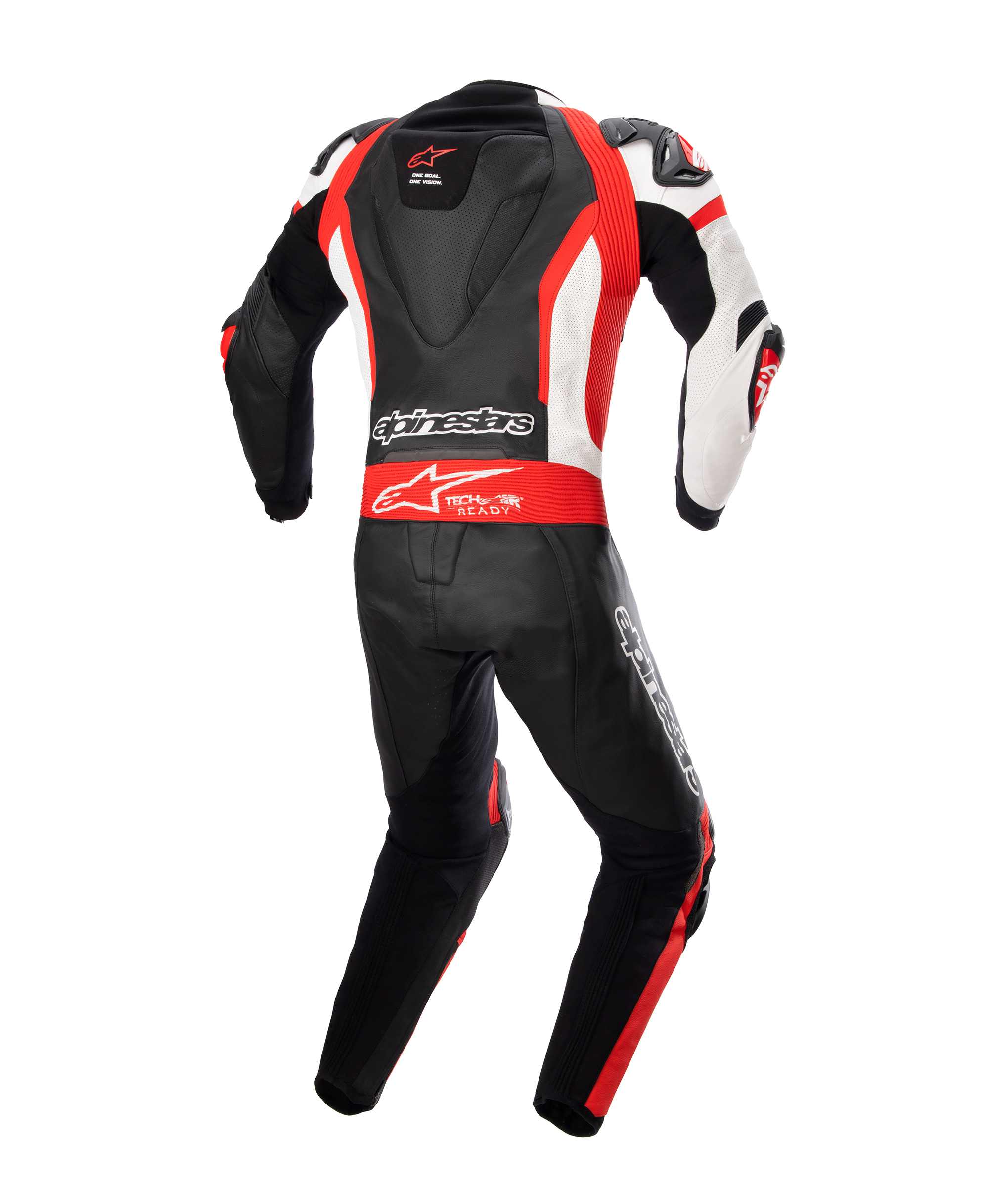 GP IGNITION LEATHER SUIT 1 PC *ASIA BLACK WHITE BRIGHT RED