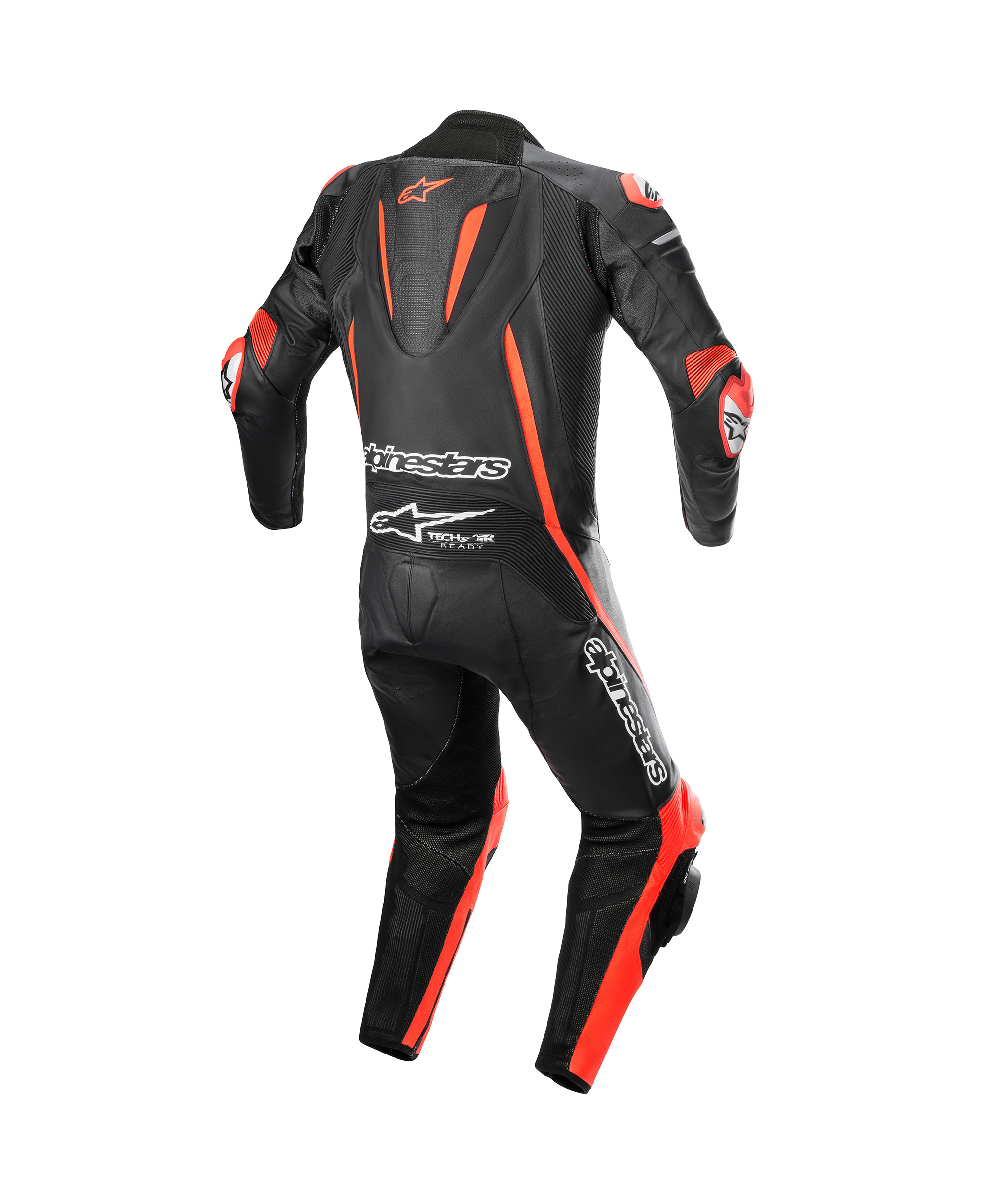 FUSION LEATHER SUIT 1 PC BLACK RED FLUO