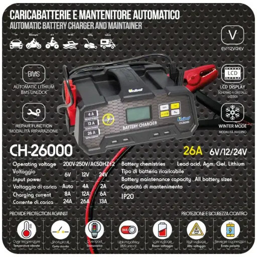[CH-26000] UNIBAT BATTERY CHARGER - UNIBAT CH-26000 BATTERY CHARGER 26A 6V/12V