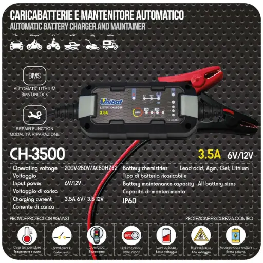 [CH-3500] UNIBAT BATTERY CHARGER - UNIBAT CH-3500 BATTERY CHARGER 3.5A 6V/12V